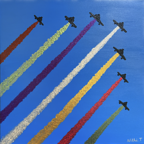 Chicago Airshow 24 X 24 Colorful Canvases By Nithi chicago-airshow-24-x-24-colorful-canvases-by-nithi