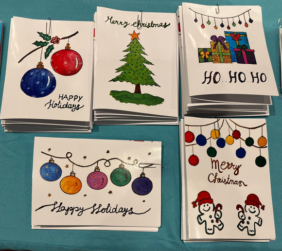Christmas Greeting Cards - ( Set of 5 cards)
