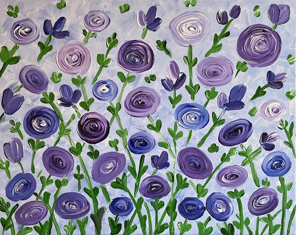 Purple Flowers -(11”x14”)