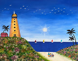 Lighthouse By The Beach - 16 x 20” ( Framed)