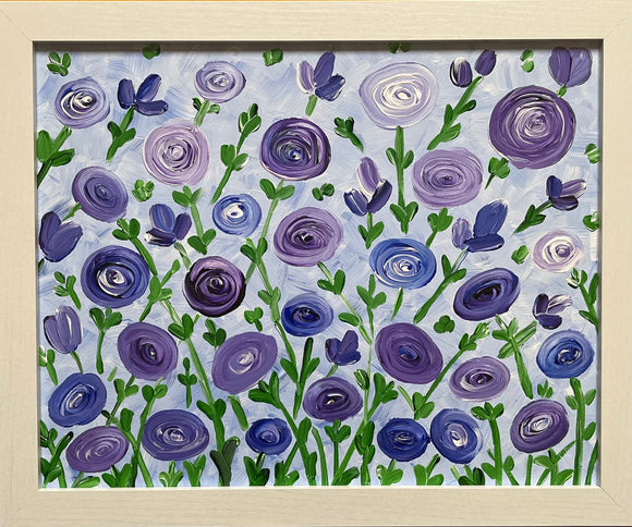 Abstract Purple Flowers - 16” x 20” (Framed)