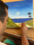 Lighthouse By The Beach - 16 x 20” ( Framed)