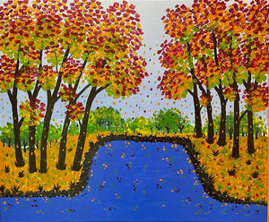 Autumn By The Pond - (20" x 24")